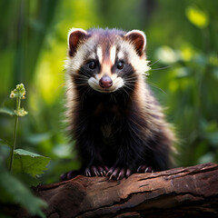 Fototapeta premium Striped Polecat, the cute creature of GOD