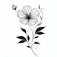 A photo of beautiful flower outline for coloring book Generative AI