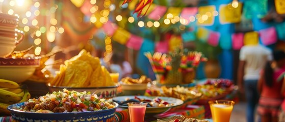 A vibrant Mexican fiesta bursts with color and energy