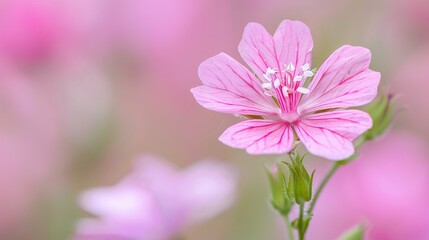 close up of pink flower in blurry background with bokeh effect