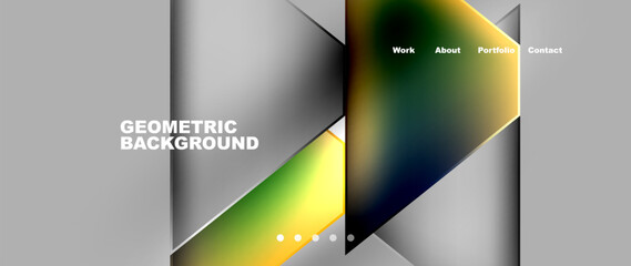 Fototapeta premium Metal triangles with colorful bright triangles. Geometric modern minimalist design template