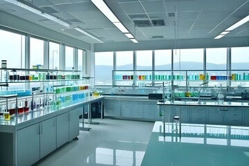 Fototapeta premium Contemporary laboratory room with advanced equipment and sleek design.