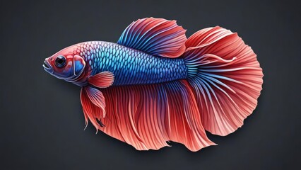 Fototapeta premium betta fish Double Tail or Double Tail Betta pink and blue with red
