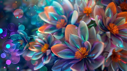 Fototapeta premium Iridescent blooms shimmer with vibrant colors