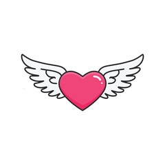 simple illustration of heart or love with the wing