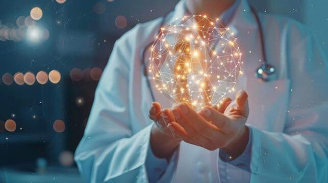 The preventive medicine specialist conducted a community health screening to detect early signs of chronic diseases, close up, with Glow HUD big Icon of preventive medicine