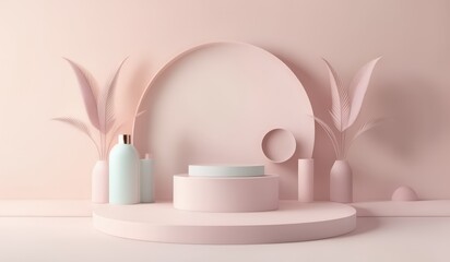 podium empty with shadow windows wallpaper lilac color or violet and pink. Stage empty in room