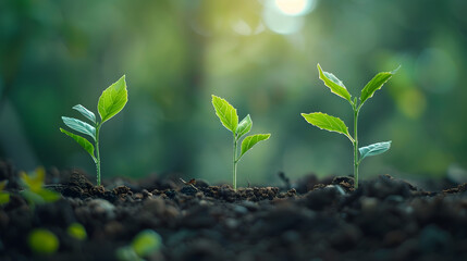 Fototapeta premium Ecological technology science, new technology entrepreneurial concept with green trees growing