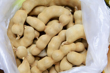 Tamarind in a bag with topview .