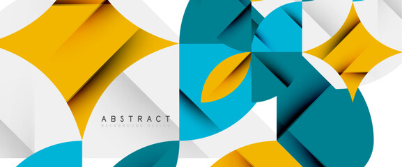 Minimal geometric elements on white. Petals, round triangles, star