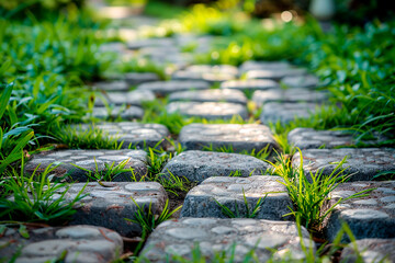 A path made of stones and grass