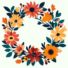 floral wreath design, vector illustration flat 2