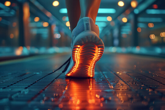 close up of walking people foot on the road