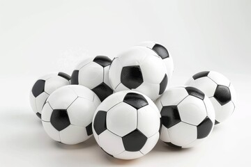 Realistic photograph of a complete Soccer balls,solid stark white background, focused lighting