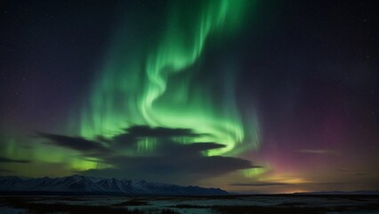 Naklejka premium beautiful and peaceful view of the aurora