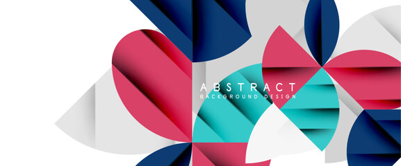 Minimal geometric elements on white. Petals, round triangles, star