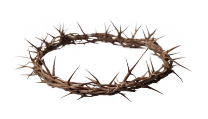 Crown of thorns symbolizing suffering and sacrifice isolate on transparent background, cutout, png