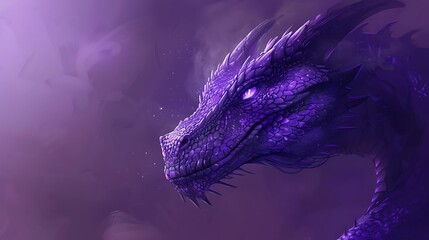 Royal purple dragon visage against a minimalist backdrop, exuding regal authority