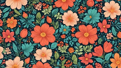 seamless pattern with hearts and flowers