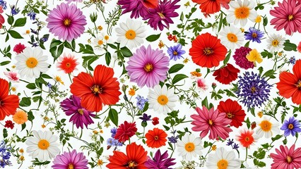 seamless pattern with hearts and flowers
