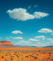 Arid Desert Landscape with Blue Sky