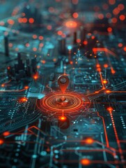 Fototapeta premium futuristic map pin location AI technology background
