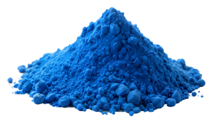 Bright Blue Pigment Pile: A detailed portrait of a bright blue pigment pile, isolated on a white background.
