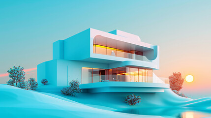 Illustration of a plastic house with kids playing in front, showcasing a protection theme