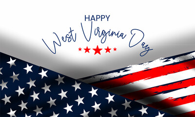 Happy West Virginia Day Text With Usa Flag Background Design