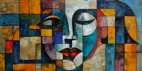 Surrealistic Oil Painting In Cubist Style For Design Created Using Artificial Intelligence
