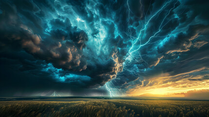 Electrifying Storm: Thunderous Lightning Bolts Illuminate the Sky During a Powerful Weather Event