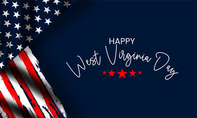 Happy West Virginia Day Text With Usa Flag Background Design