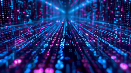 Abstract Digital Background Depicting Autonomous Binary Algorithm Execution in AI, Ideal for Tech-Focused Promotional Backdrops