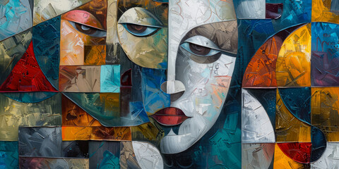 Surrealistic Oil Painting In Cubist Style For Design Created Using Artificial Intelligence