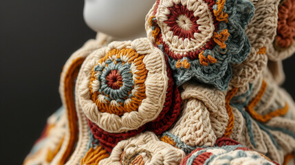 Naklejka premium Crochet creates the human body. Show off your crochet creations with beautiful patterns and detailed stitching. ,human body