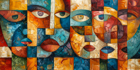 Surrealistic Oil Painting In Cubist Style For Design Created Using Artificial Intelligence