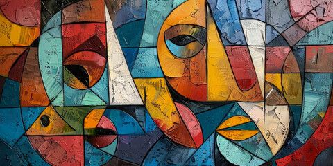 Surrealistic Oil Painting In Cubist Style For Design Created Using Artificial Intelligence