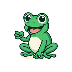 cute frog retro vintage cartoon character vector illustration template design