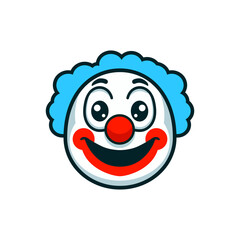 Obraz premium clown face with blue hair cartoon character vector illustration template design