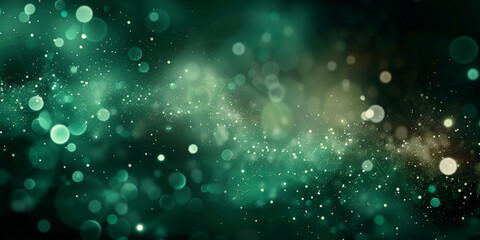 Obraz premium teal green bokeh background,Beautiful green bokeh lights on dark background, creating a mesmerizing and dreamy effect with soft, glowing orbs of various sizes and a deep, enchanting atmosphere.banner 