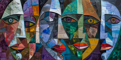 Surrealistic Oil Painting In Cubist Style For Design Created Using Artificial Intelligence