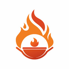 Hot cooking with fire logo design vector art illustration