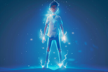 Obraz premium 3d game character cartoon portrait glow effect 3d background isolated