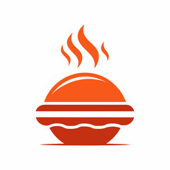 Hot cooking burger icon logo design fast food vector art illustration