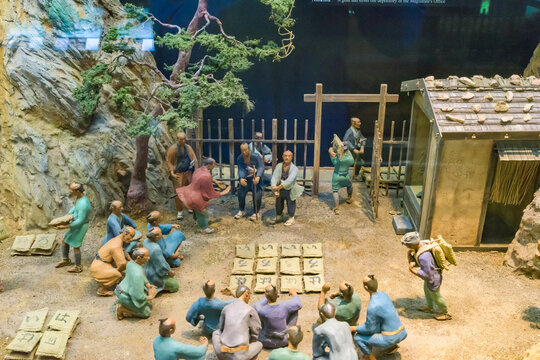 Miniature model of making a Sado Koban seen in the Sado Gold Mine Tenjishiryokan musem, Japan.