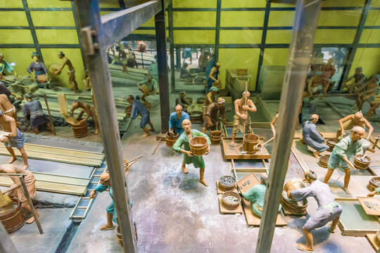 Miniature model of making a Sado Koban seen in the Sado Gold Mine Tenjishiryokan musem, Japan.