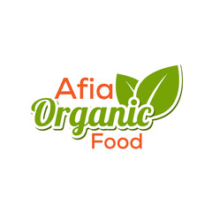 Fototapeta premium Afia organic food simple logo with green and orange color