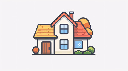 Vector icon of a modern house with a simple white background