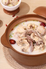 Pork belly and chicken soup, traditional Chinese cuisine Cantonese cuisine