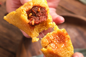 zongzi, rice dumplings,Made with glutinous rice and meat or egg yolk(Dates and Red Beans), wrapped in zong leaves, a common food for the Dragon Boat Festival in Asian countries.